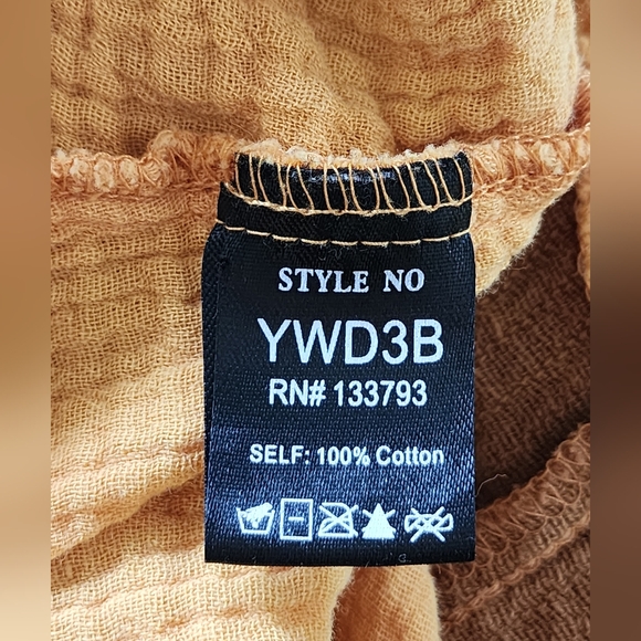 POL Golden yellow cotton mini dress, button down, frayed hem, oversized, M - Picture 7 of 7